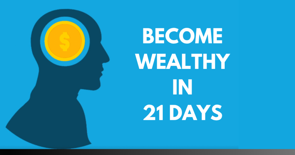 Gold dollar sign inside silhouette of head symbolizing mindset shift to become wealthy in 21 days